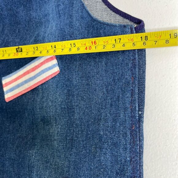Vintage Handmade Blue Denim Western Two Button Vest Stripe Contrast Women Medium - Picture 9 of 12
